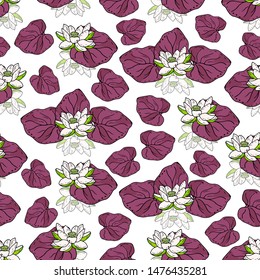 Seamless pattern with lotus flower on a white textured background. Handmade. Vector. Print for bed linens, fabric, textiles, wallpaper, greeting cards, wrapping paper,gift box
