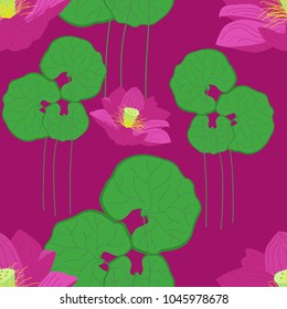 Seamless pattern of lotus flowers