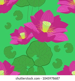 Seamless pattern of lotus flowers