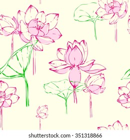 seamless pattern with Lotus flowers