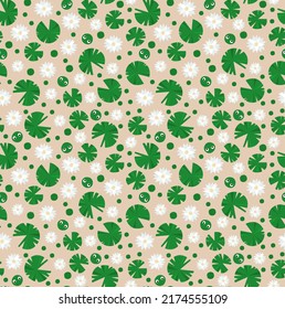 Seamless pattern of the lotus flowers and leaves floating on the water