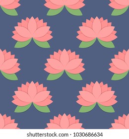 Seamless pattern with lotus flowers, vector background