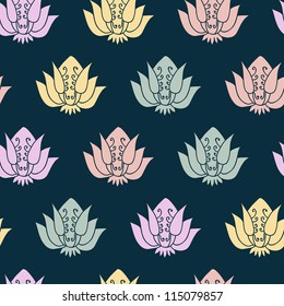 Seamless pattern with lotus flowers. Vector illustration