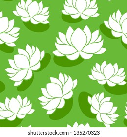 Seamless pattern with lotus flowers. Vector illustration.