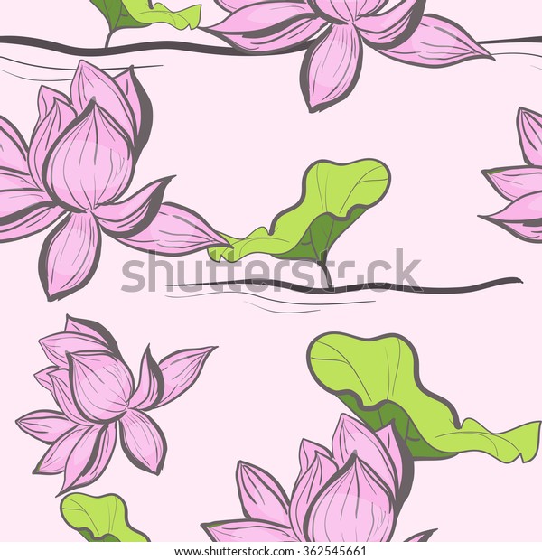 Seamless Pattern Lotus Flowers Vector Eps Stock Vector Royalty Free 362545661 Shutterstock 3990