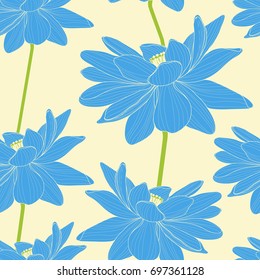 Seamless pattern with lotus, hand draw vector illustration