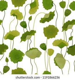 Patrón sin inconvenientes con hojas de Lotus, fondo floral retro, impresión de moda, papel tapiz de decoración cumpleaños. Ilustración vectorial