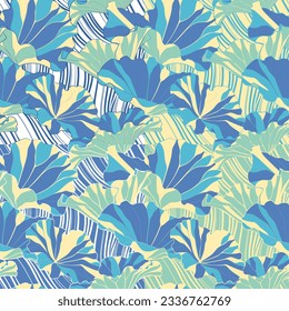Seamless pattern with lotus leaves. Vector illustration.