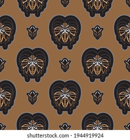 Seamless pattern with lotuses. Expensive and luxurious style. Good for backgrounds, prints, apparel and textiles. Vector illustration.