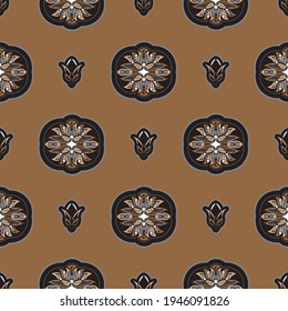 Seamless pattern with lotuses. Expensive and luxurious style. Good for clothing and textiles. Vector 