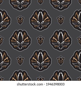 Seamless pattern with lotuses. Expensive and luxurious style. Good for clothing, textiles, backgrounds and prints. Vector illustration.