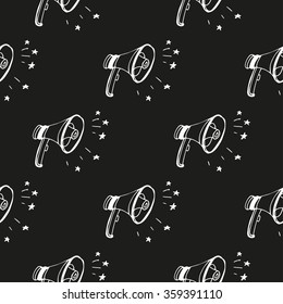 Seamless pattern with loudspeakers. Hand drawn background.