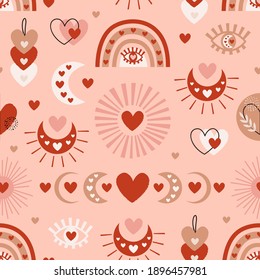 seamless pattern with love bohemian elements
