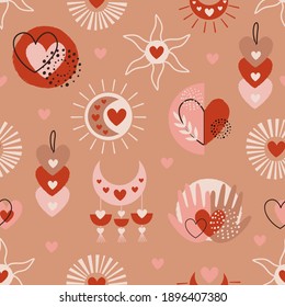 seamless pattern with love boho elements