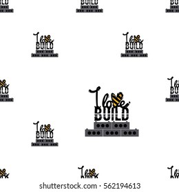 Seamless pattern with i love build inscription. Inspired by road, building machinery. Vector background for decoration children's room, invitations, website, mobile app.