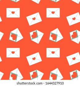 Seamless pattern with love communication - love messages, love letters. Modern flat design. 
