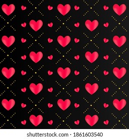 Diseño de amor de patrón sin inconvenientes sobre fondo negro
