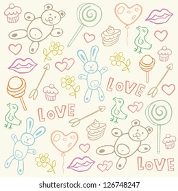 seamless pattern with love doodles