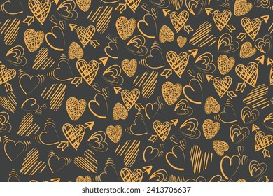 Seamless pattern of love doodles for backgrounds, fabrics, wrappers, covers, etc