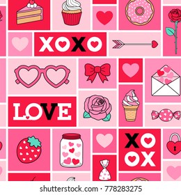 Seamless pattern of love elements and symbols for valentine’s day