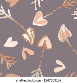Seamless Pattern with Love Elements. Vector Background. Hand Drawn Illustration.