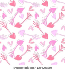 Seamless Pattern with Love Elements. Vector Background. Hand Drawn Illustration.