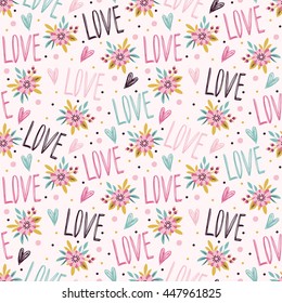 Seamless pattern. Love. Freehand drawing