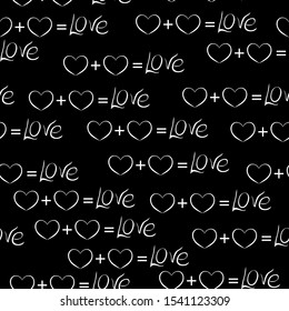 Seamless pattern. Love is a heart plus a heart is love. formula. eps10 vector illustration.