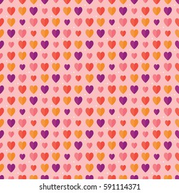 seamless pattern love heart Valentine Valentine's day pink red purple orange vector background wallpaper textile