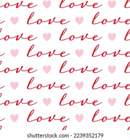 Seamless pattern of love and hearts. Vector design for Valentine Day, wedding and mother day celebration, greeting card, home decor, textile, wrapping paper, textile, scrapbooking, print.