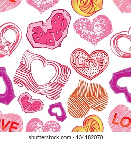 seamless pattern of love icon hand draw