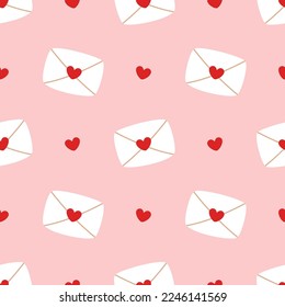 Seamless pattern with love letters on a pink background