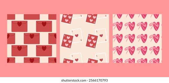 seamless pattern with love letters for valentines day, flat vector illustration, perfect for your holiday background, textile, greeting card, wrapping