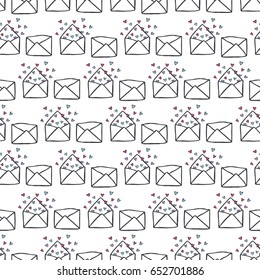 Seamless pattern of love mails. Image for a poster or cover. Vector illustration. Repeating texture. Figure for textiles.