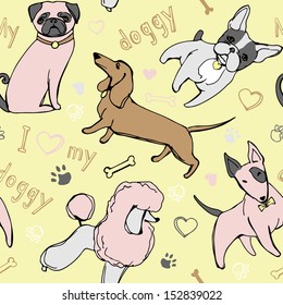 Seamless Pattern I Love my Doggy