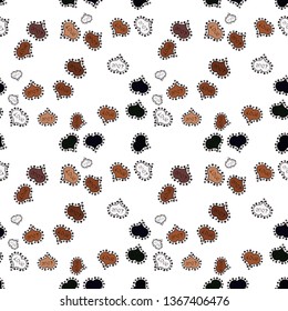Seamless pattern love pattern with nice lettering calligraphy text and hearts, doodles. Graphic on black, brown and white colors. Vector. Art for web, print. Hand drawn illustration in cartoon style.