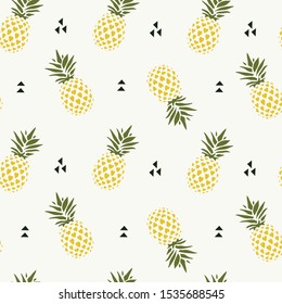 Seamless Pattern love pineapple fruit with palm leaf design for background, wallpaper, clothing, wrapping, fabric