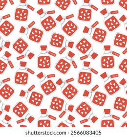 Seamless pattern with love potion on white background. Concept of tenderness and love. Cute background for valentine's day, wedding decor, birthday. Modern print for wrapping paper, fabric, textile