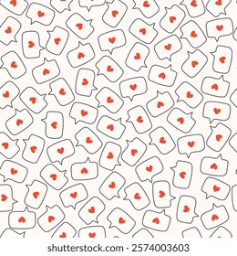 Seamless pattern with love speech bubble. Vector illustration with hearts for Valentine's Day, fabric