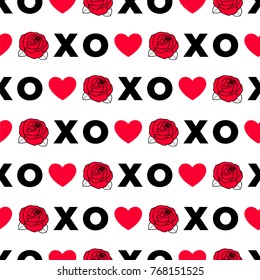 Seamless pattern of love symbols for valentine’s day on white background