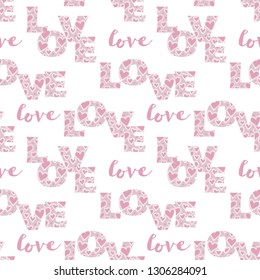 Seamless Pattern with Love Symbols. Vector Background.