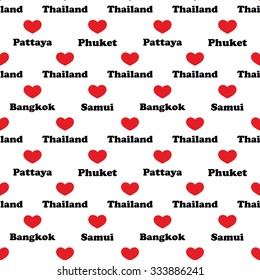Seamless pattern of love for Thailand. I love Thailand
