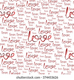 Seamless pattern of love words of ribbons. Vector elements for design.
