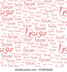 Seamless pattern of love words. Vector elements for design.

