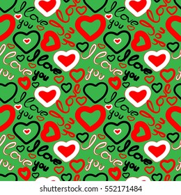 Seamless pattern . I love you, hearts. For fabric and Wallpaper. Valentine's day. Vector illustration.