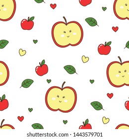 seamless pattern of lovely apples on white background, vector illusteation 