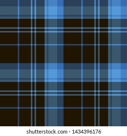 Seamless pattern in lovely black, blue and grey colors for plaid, fabric, textile, clothes, tablecloth and other things. Vector image. 