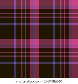 Seamless pattern in lovely black, violet and bright pink colors for plaid, fabric, textile, clothes, tablecloth and other things. Vector image. 