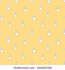 Seamless pattern with lovely bunny background, Cute rabbit art for kids, Vector illustration for gift wrap and fabric design.