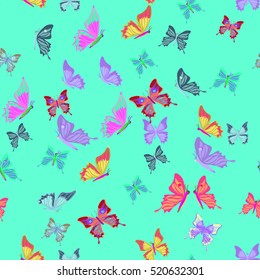Seamless pattern lovely  butterflies fly vector illustration
